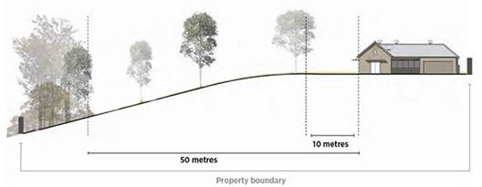 Image showing the clearing of trees within 10 metres of a home and vegetation within 50 metres of a home