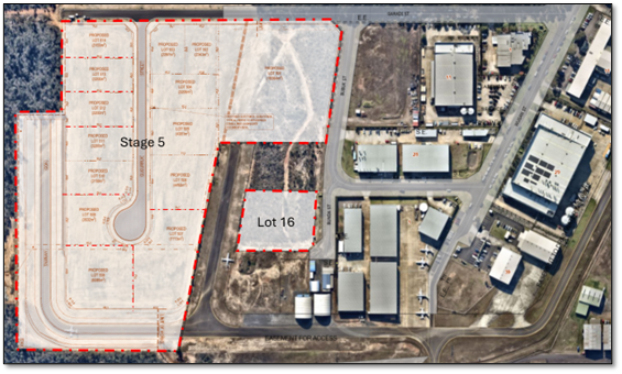 Aerial view of a warehouse area

Description automatically generated