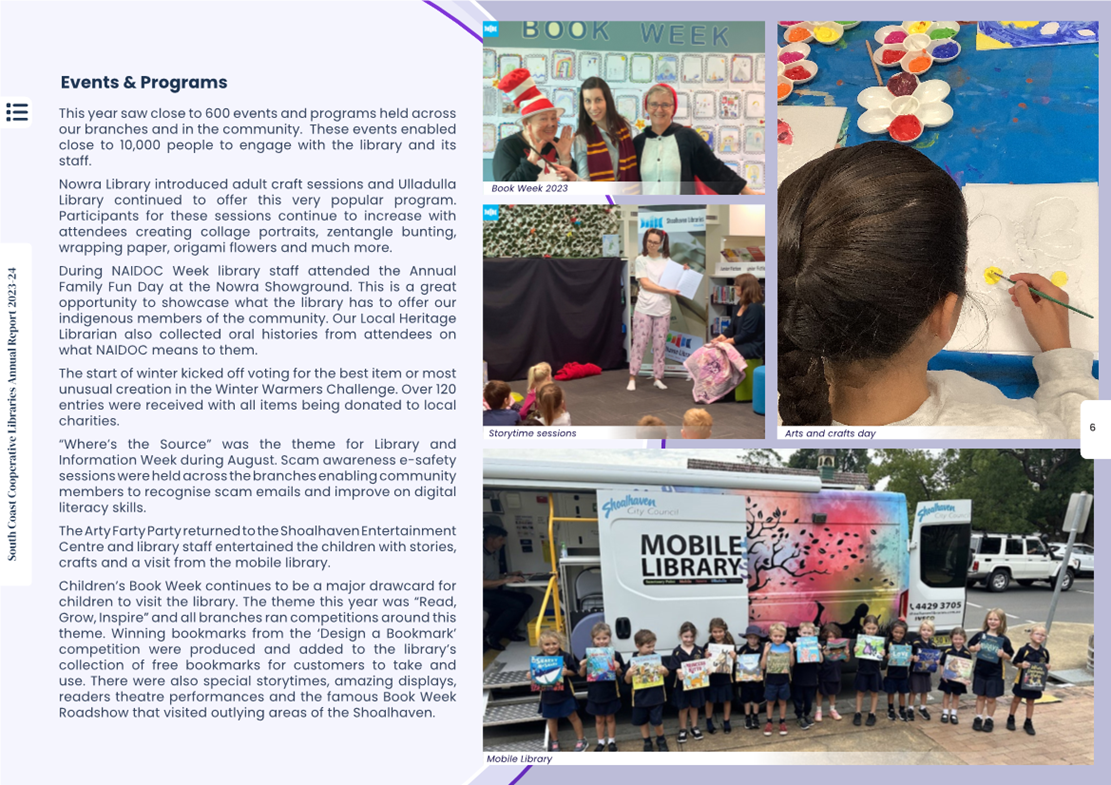 A collage of images of children and a mobile library

Description automatically generated