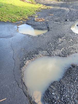 Potholes in a road

AI-generated content may be incorrect.